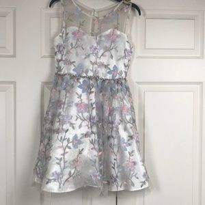 Rare Editions White and Pink Floral Kids Formal Dress